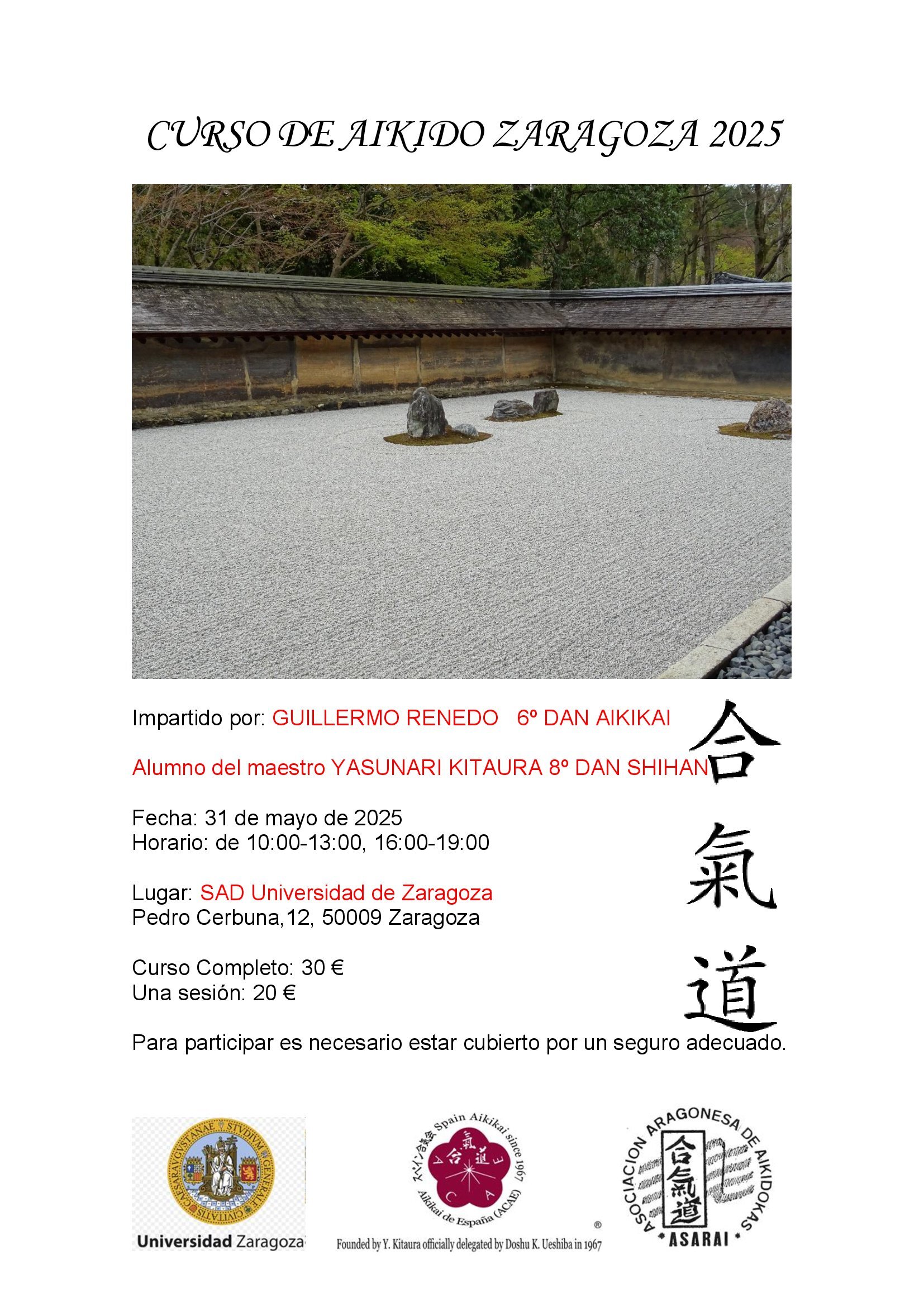 Curso 2025 en Zaragoza. Guillermo Renedo 6º DAN